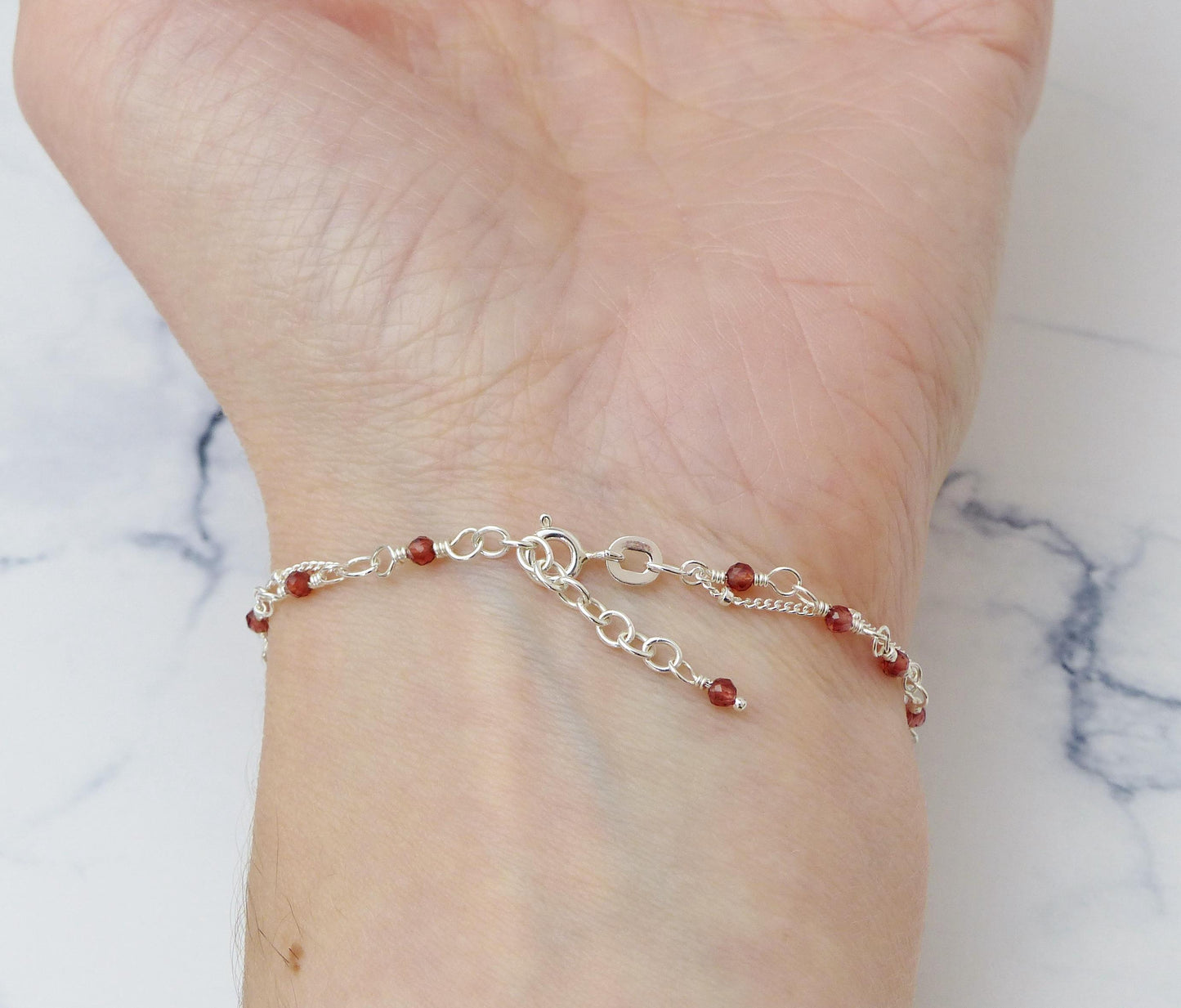 Custom Gemstone Dainty Layered Bracelet - Minimalist Sterling Silver Jewellery